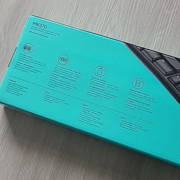 Logitech NWT MK270 Wireless Keyboard Mouse Combo Black Gray Electronics Tech - Picture 4 of 4